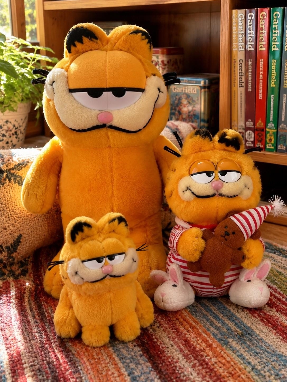 Vintage Garfield Plush Lot of 3 Dakin Pooky Bedtime 1980s Stuffed Animals